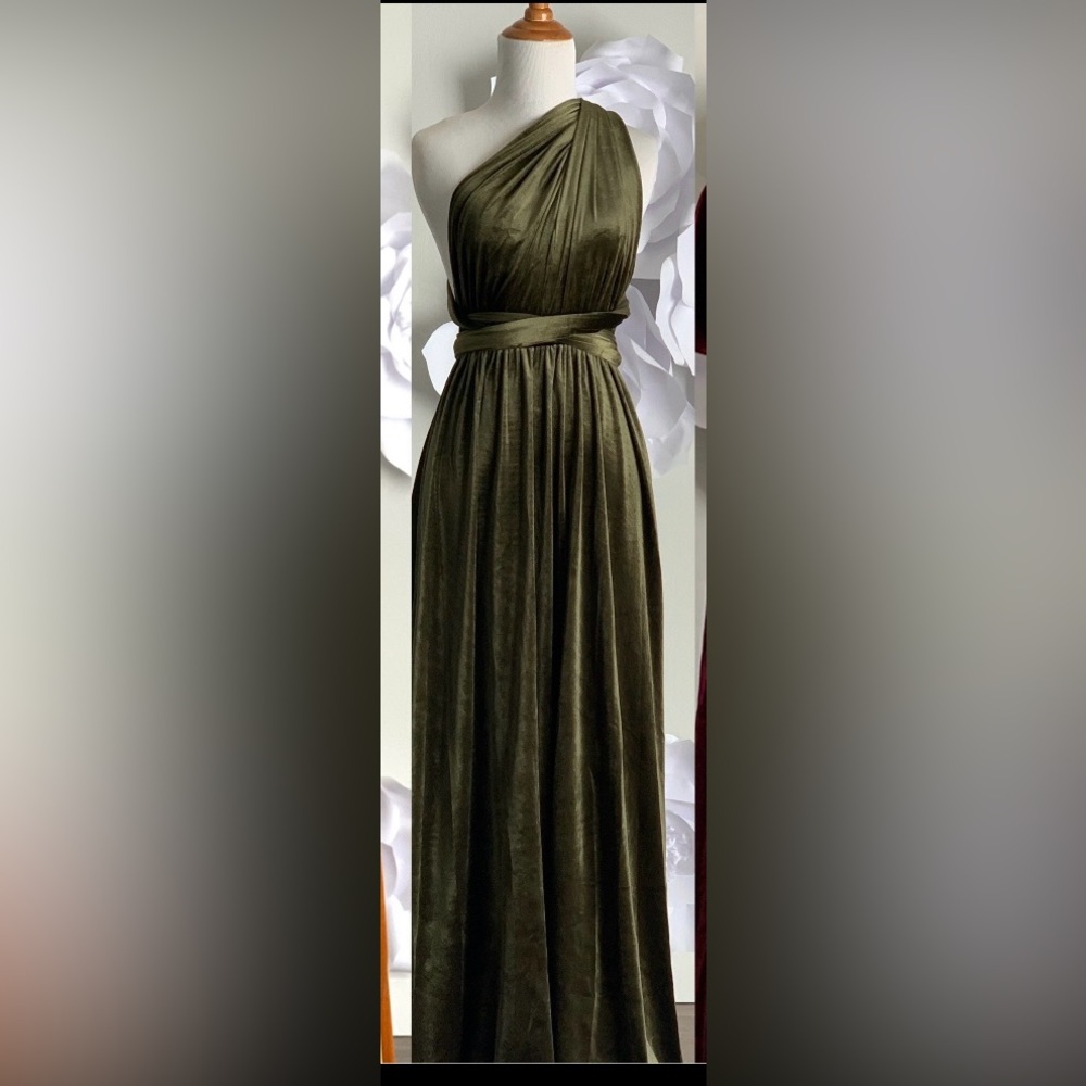 Olive Green formal dress and matching tie